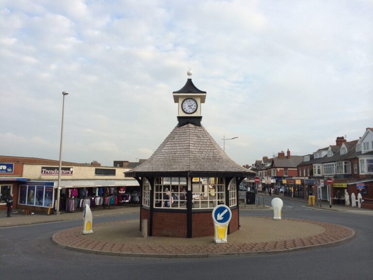 The clock shelter in Cleveleys. Restored and the clocks replaced in 2014 by the local community, led by Visit Cleveleys
