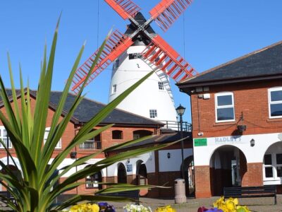 Marsh Mill Village and windmill. Shopping in Cleveleys