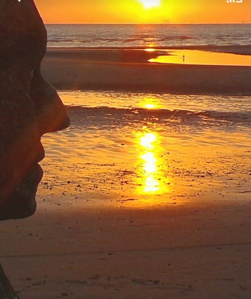 Cleveleys Ogre at sunset by Charlotte Singleton