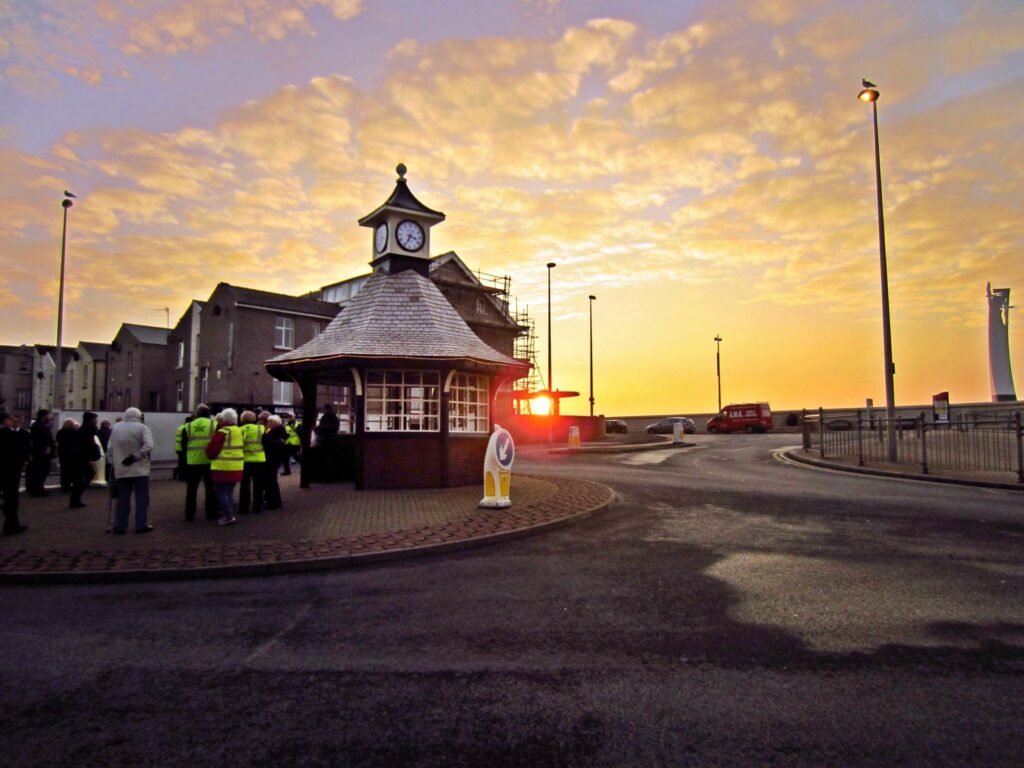Andrew Morton's photo, taken just before the opening of the Clock Shelter