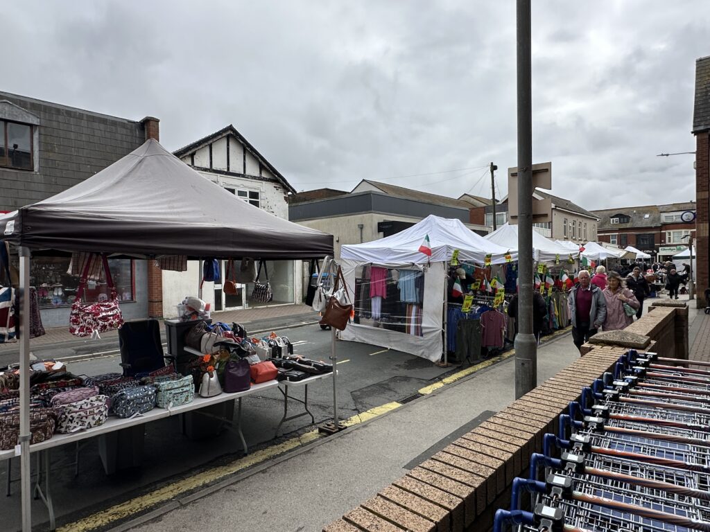 Market stalls at Princess Road Cleveleys