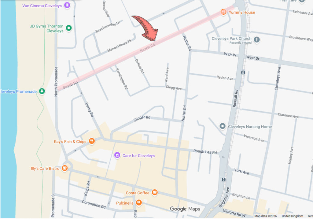 Google map of Beach Road. Click on it to look around